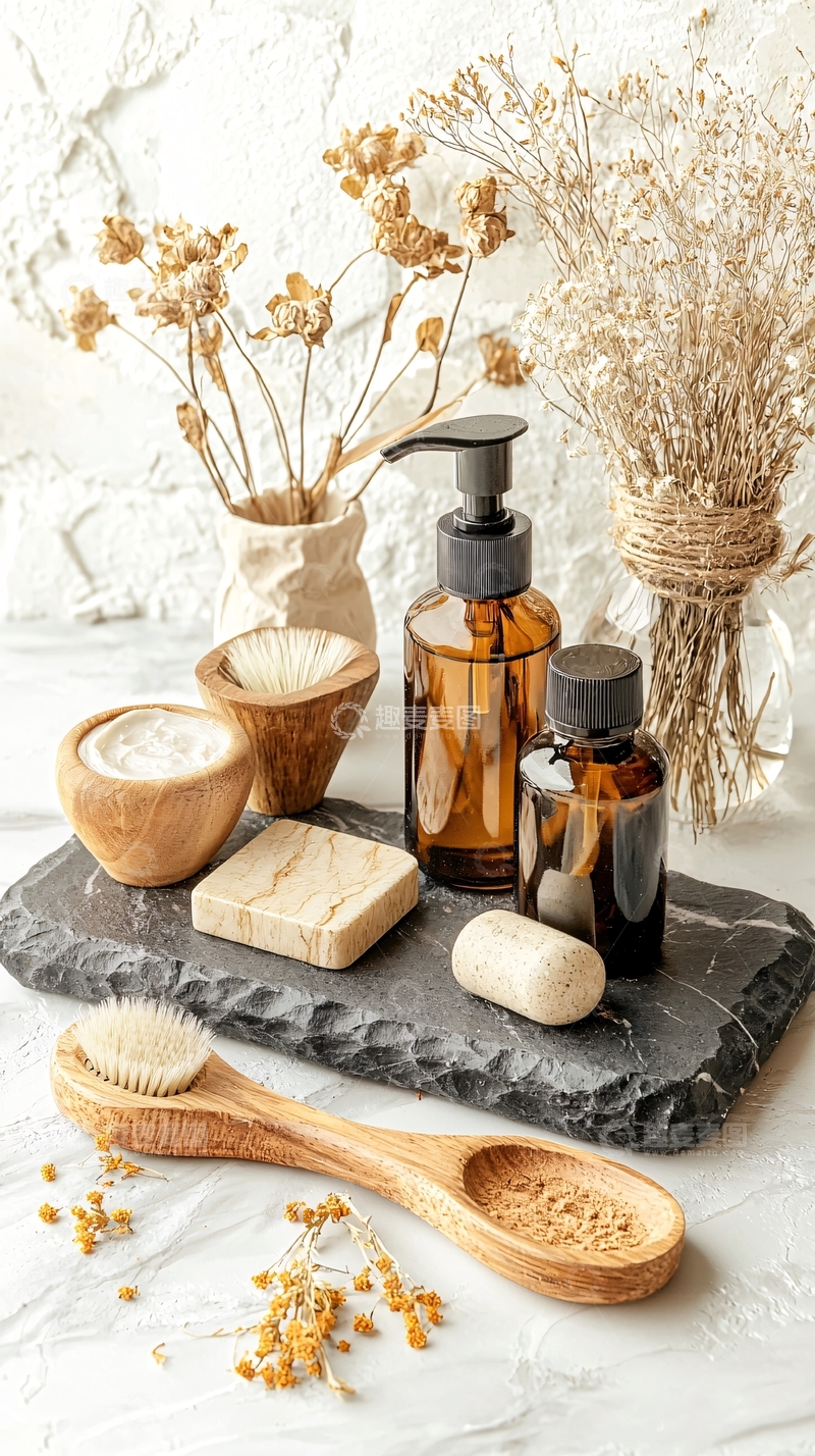 高清大图下载【趣麦麦图】米色系护肤品静物
