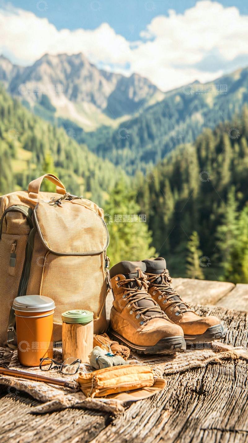 高清大图下载【趣麦麦图】户外背包登山靴