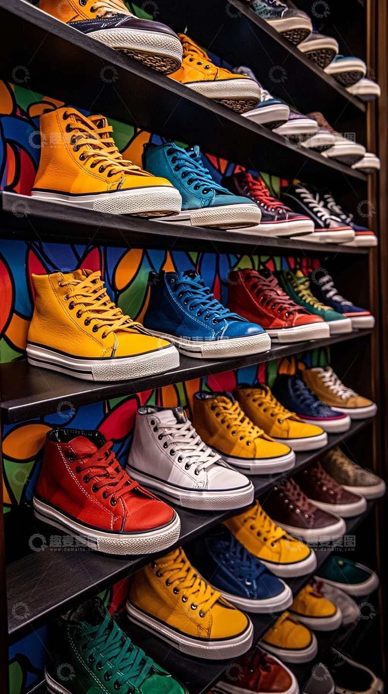 高清大图下载【趣麦麦图】彩色帆布鞋排列