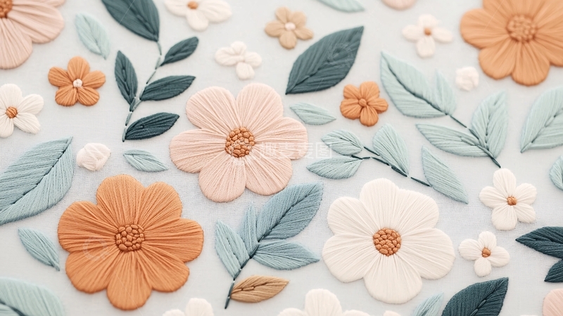 高清大图下载【趣麦麦图】黏土花朵叶子平铺