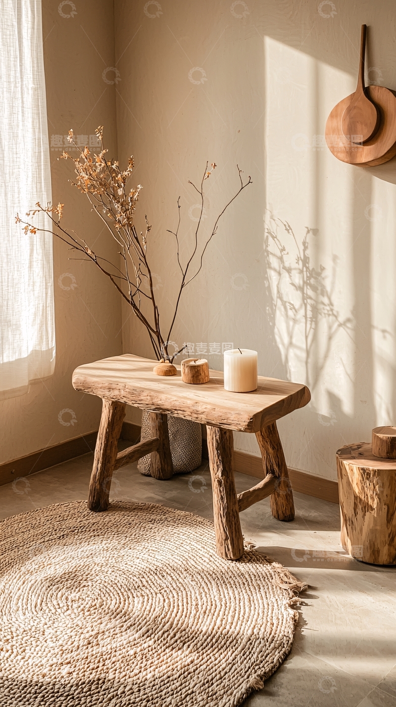 高清大图下载【趣麦麦图】原木风小凳子