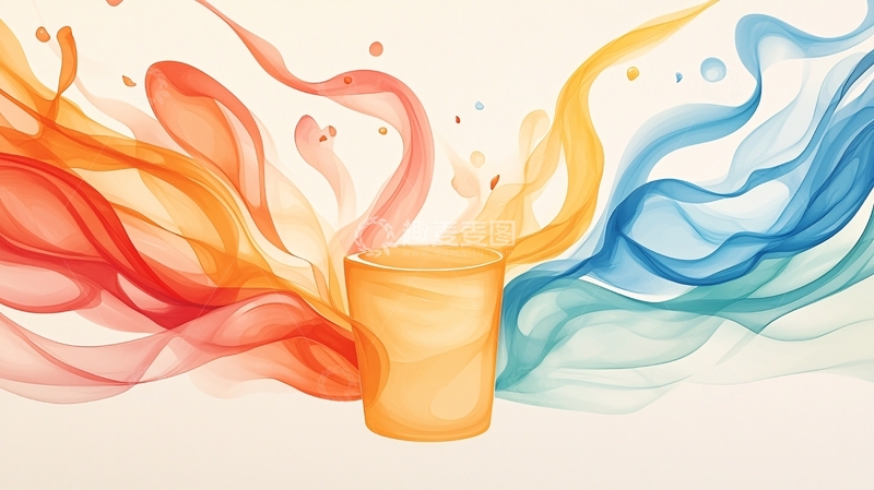 高清大图下载【趣麦麦图】冷暖色调交织的水彩泼墨