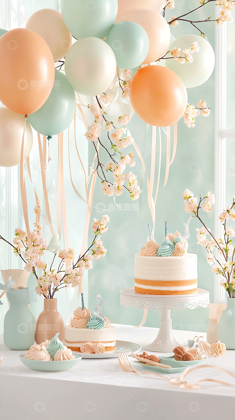 高清大图下载【趣麦麦图】淡雅生日派对场景
