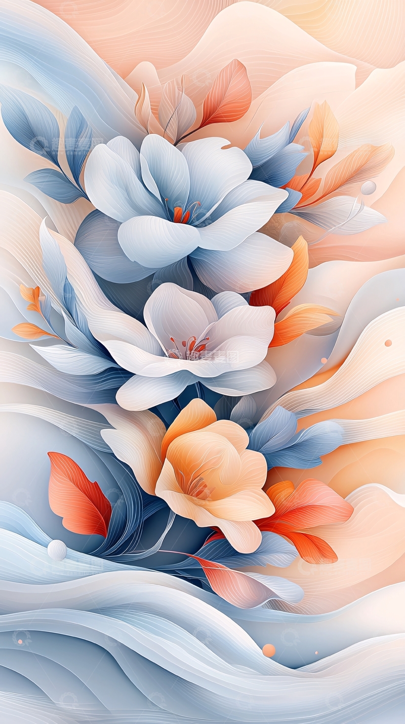 高清大图下载【趣麦麦图】淡雅水彩花卉