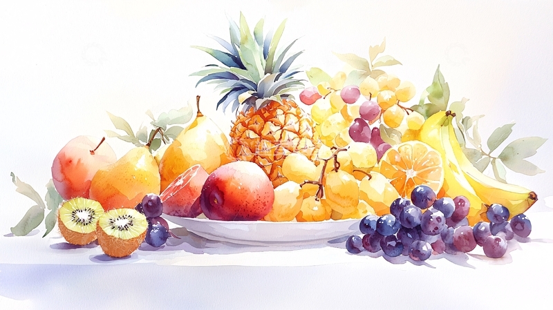 高清大图下载【趣麦麦图】一盘水果的插画