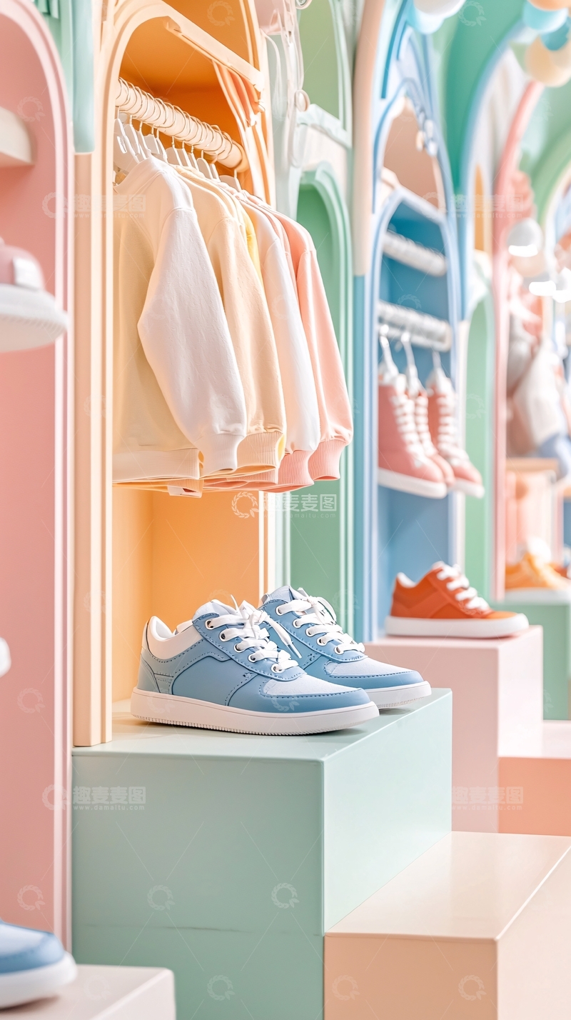 高清大图下载【趣麦麦图】淡粉色调的服装店场景