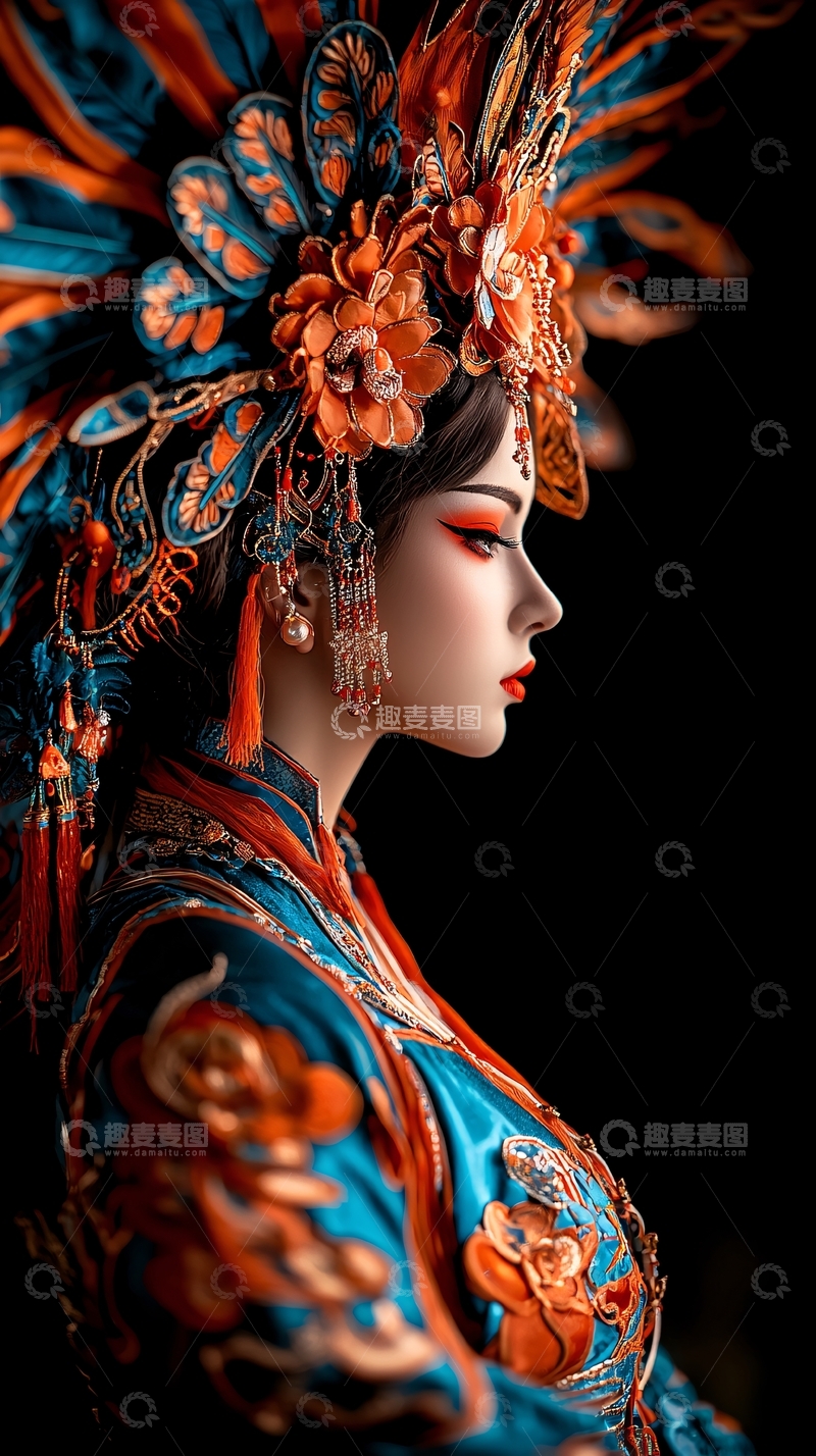 高清大图下载【趣麦麦图】中国风女子头戴华丽头饰