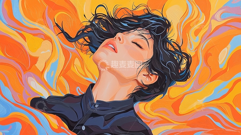 高清大图下载【趣麦麦图】仰望天空的女子