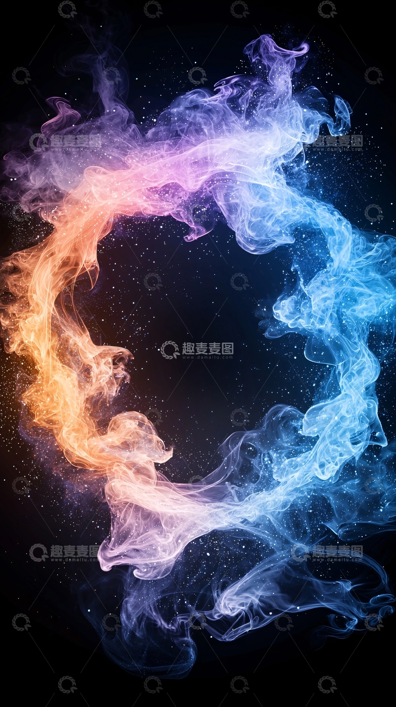 高清大图下载【趣麦麦图】彩色烟雾形成心形图案