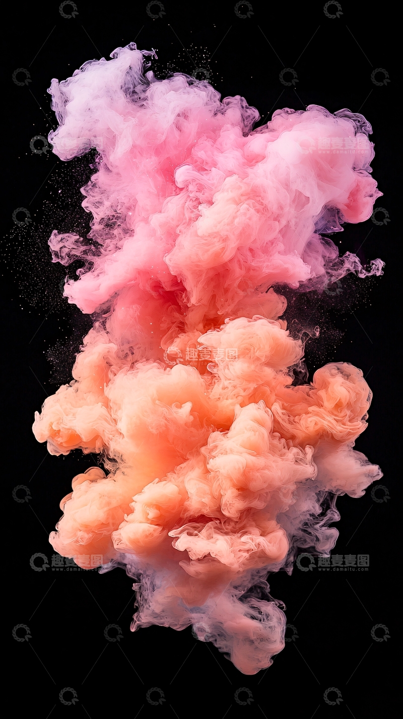 高清大图下载【趣麦麦图】彩色烟雾在黑色背景中