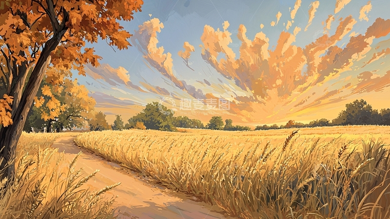 高清大图下载【趣麦麦图】秋日田野金色阳光