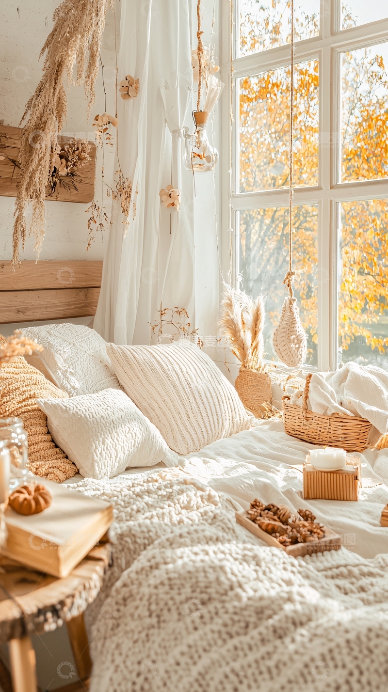 高清大图下载【趣麦麦图】秋日阳光洒在温馨的卧室