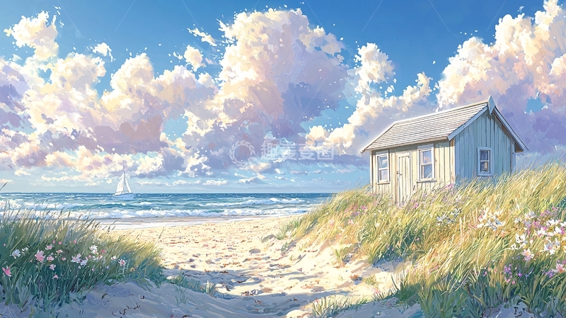 高清大图下载【趣麦麦图】海边小屋高清图片