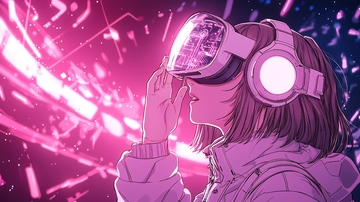 虚拟现实中的动漫少女