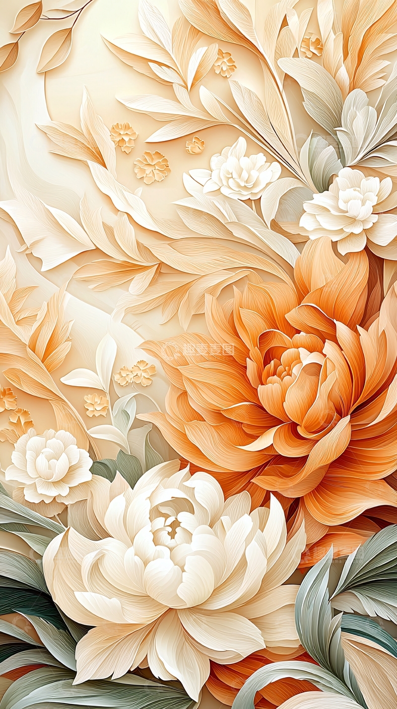 高清大图下载【趣麦麦图】淡雅花卉背景图案