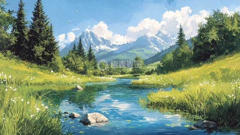 高清大图下载【趣麦麦图】风景如画的山间小溪