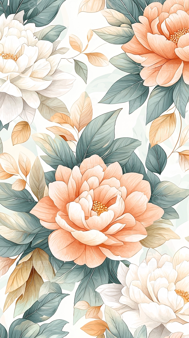 高清大图下载【趣麦麦图】水彩风格的柔美花朵