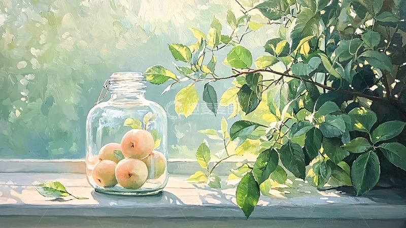 高清大图下载【趣麦麦图】阳光下窗台上的静物