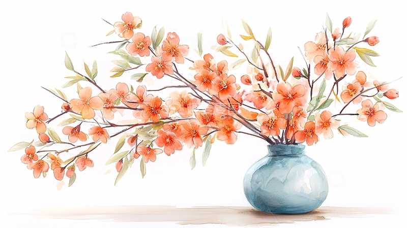 高清大图下载【趣麦麦图】花瓶里的橙色花朵