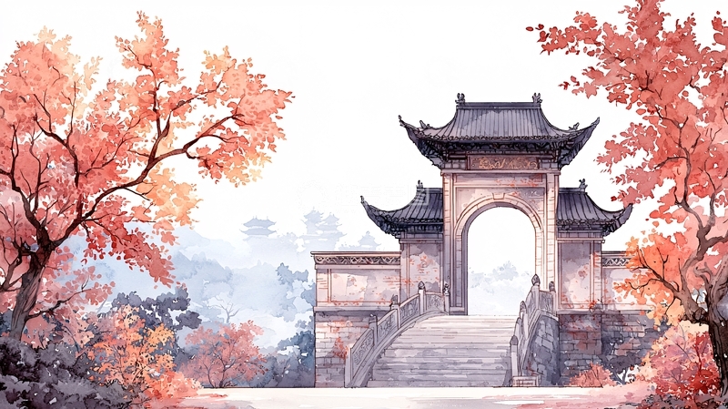 高清大图下载【趣麦麦图】水墨风庭院樱花盛开