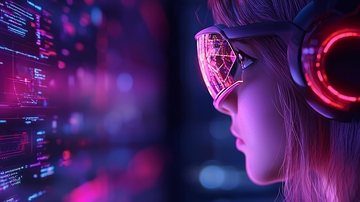 未来科技感少女侧脸