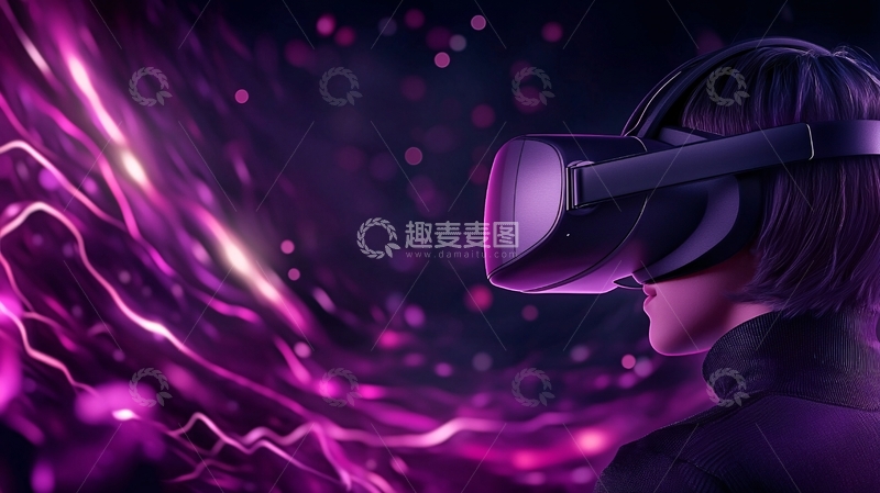 高清大图下载【趣麦麦图】VR设备未来感紫色背景