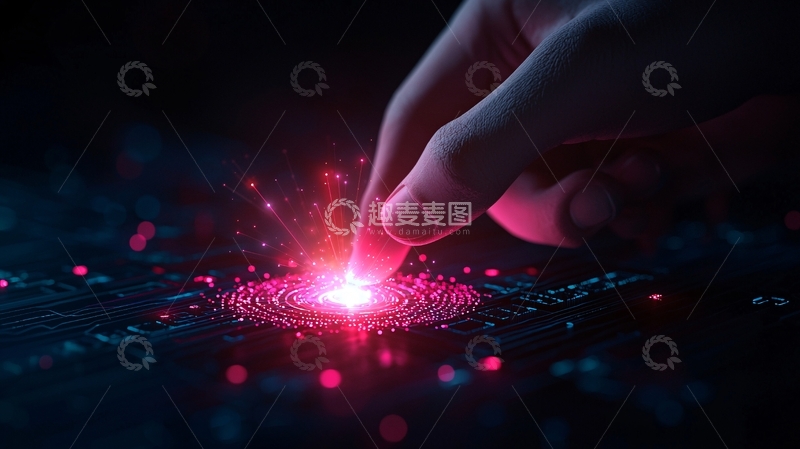 高清大图下载【趣麦麦图】指尖触碰发光点