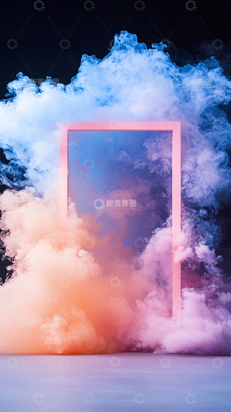 高清大图下载【趣麦麦图】烟雾环绕的粉色框架