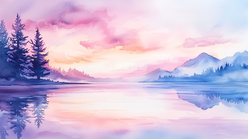 高清大图下载【趣麦麦图】水彩梦幻风景画