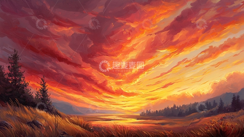 高清大图下载【趣麦麦图】金色的天空云彩