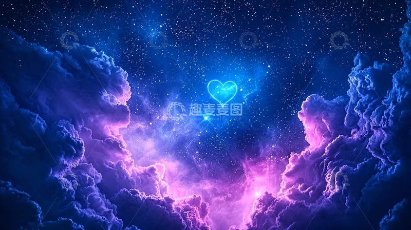 高清大图下载【趣麦麦图】浪漫星空背景上的爱心