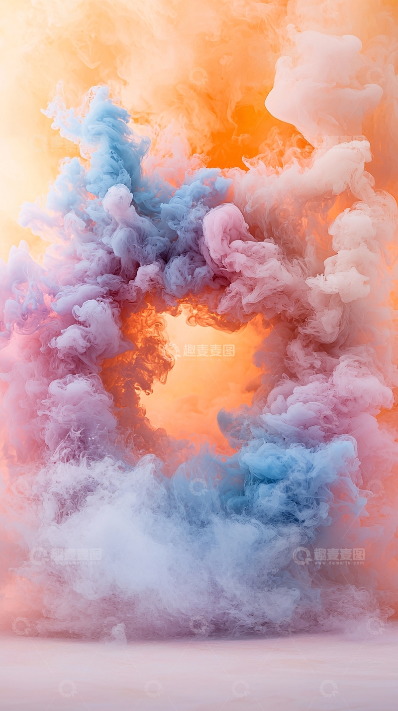 高清大图下载【趣麦麦图】彩色烟雾形成的漩涡