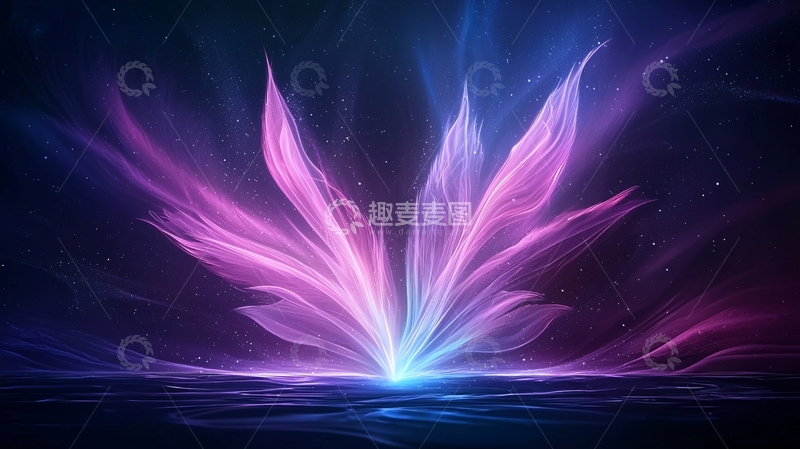 高清大图下载【趣麦麦图】紫色光芒绽放的抽象花
