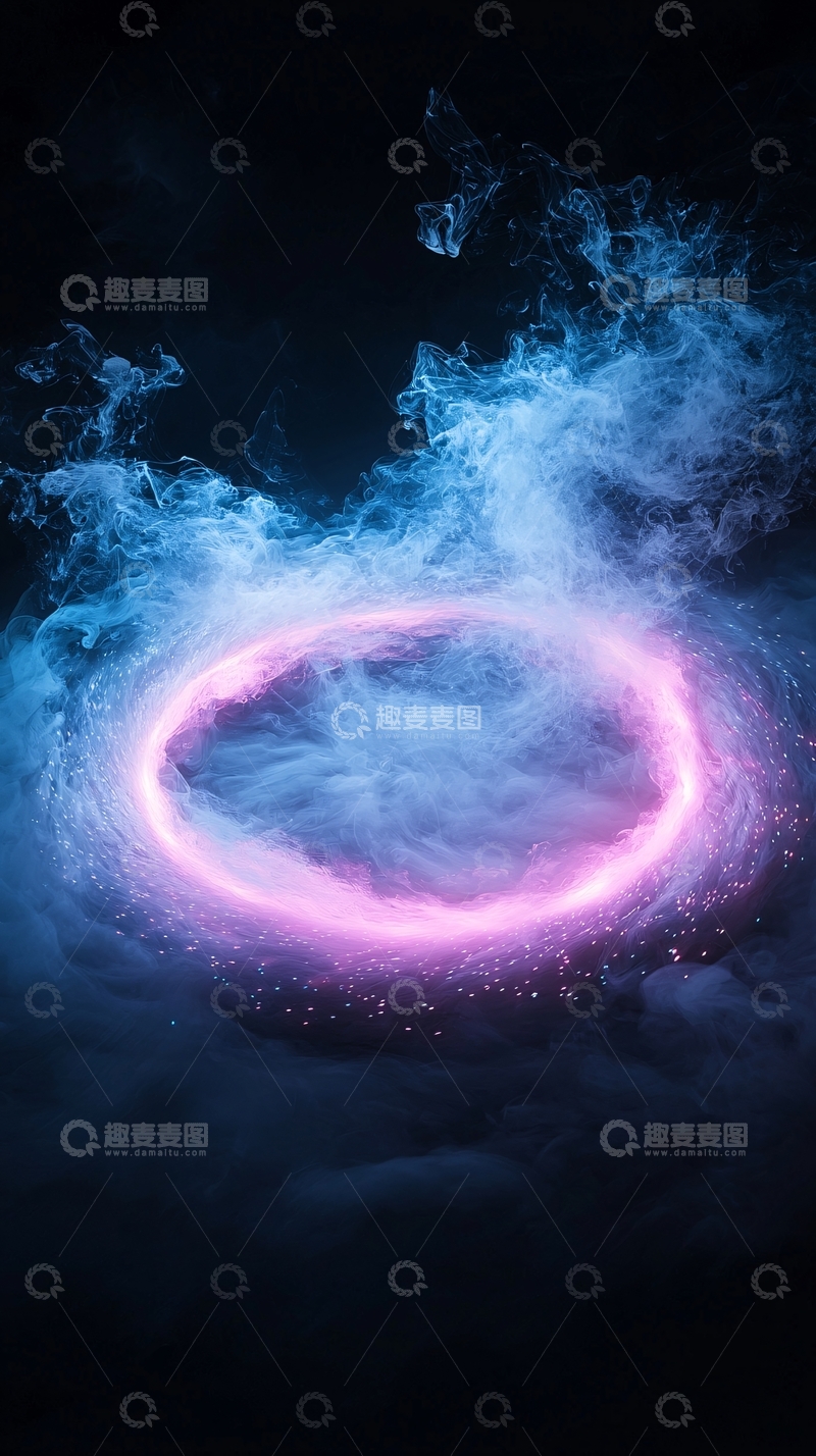 高清大图下载【趣麦麦图】紫色光环在烟雾中闪耀