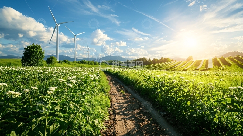 高清大图下载【趣麦麦图】风车田野阳光