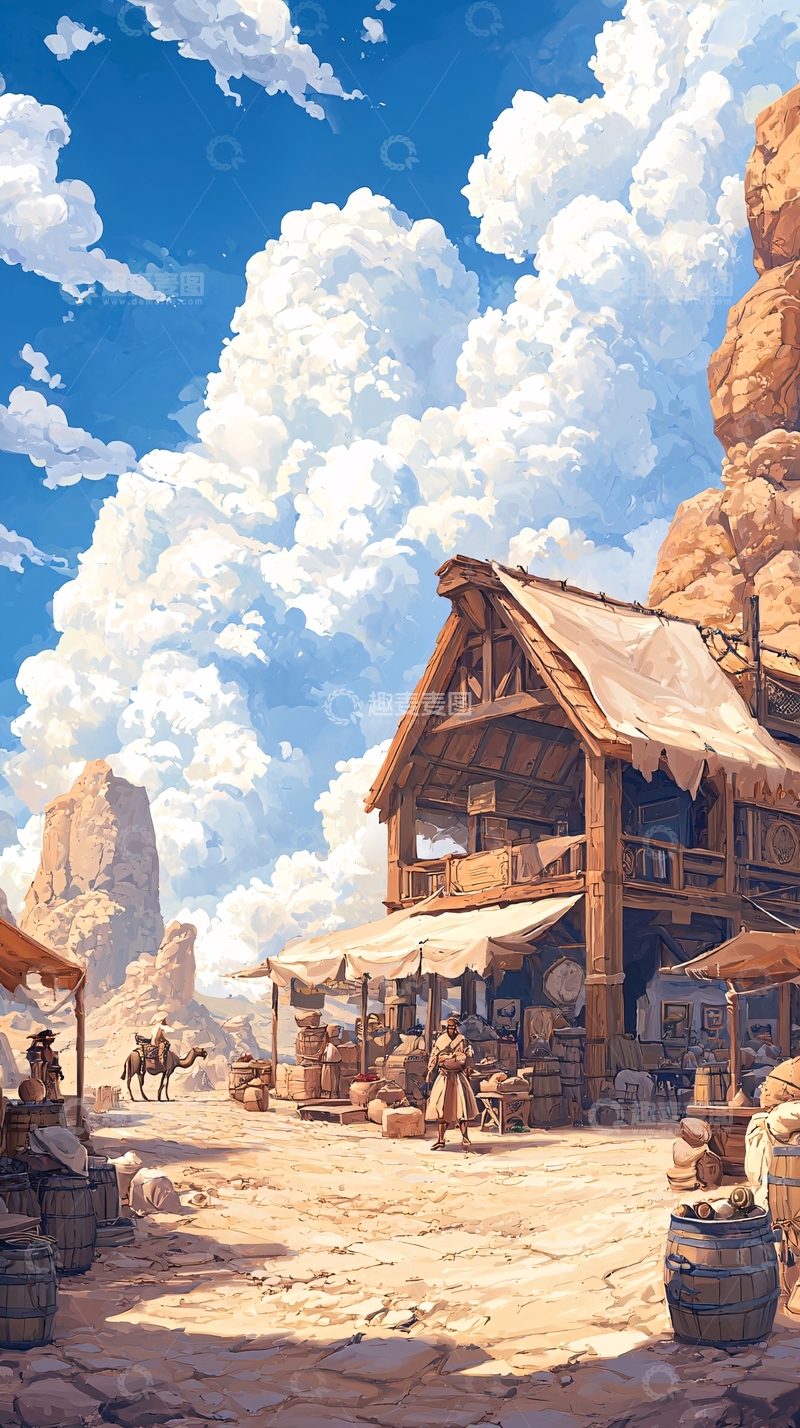 高清大图下载【趣麦麦图】沙漠集市高清图片