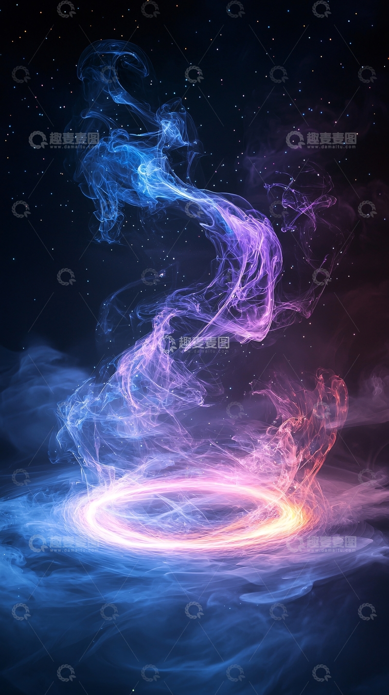 高清大图下载【趣麦麦图】蓝色紫色烟雾星空