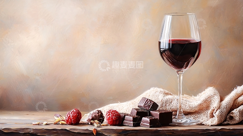 高清大图下载【趣麦麦图】红酒和巧克力静物特写