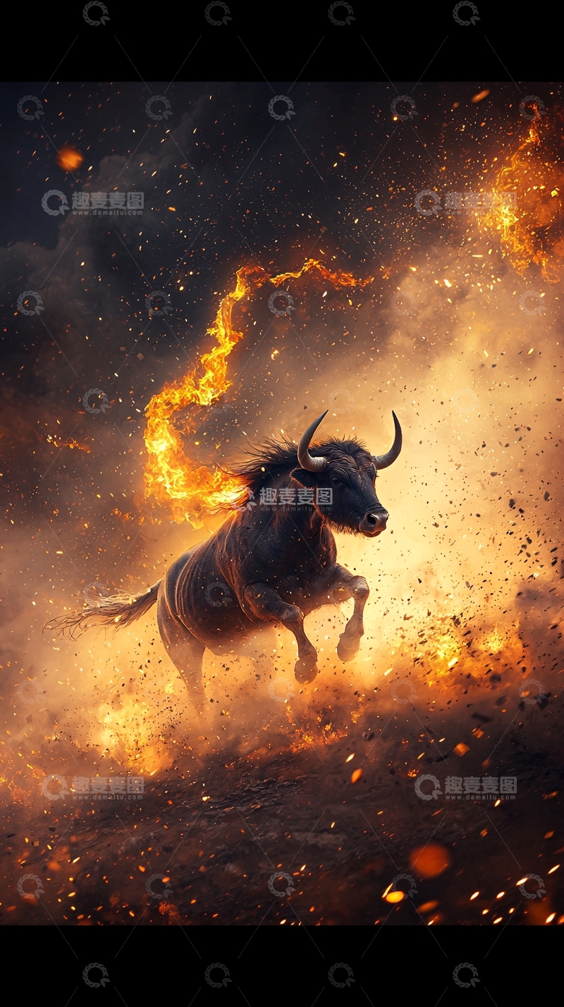 高清大图下载【趣麦麦图】奔腾的野牛高清图片