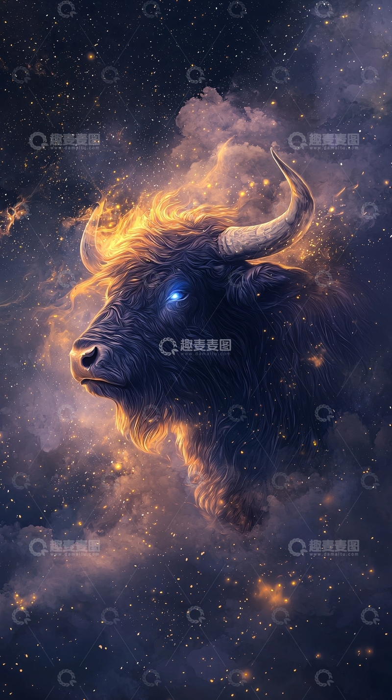 高清大图下载【趣麦麦图】星空牛头高清图片