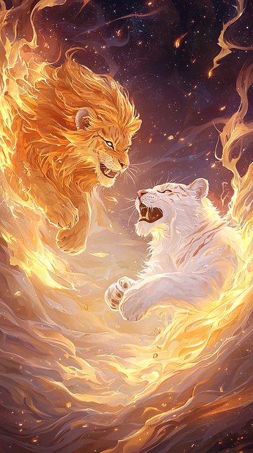 火焰狮子白虎对峙