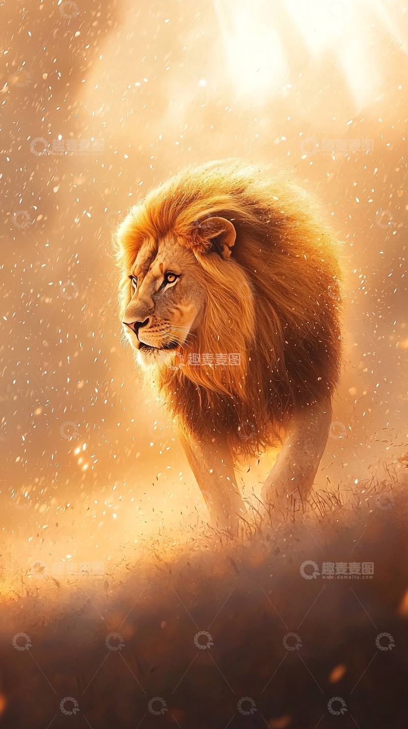 高清大图下载【趣麦麦图】金色鬃毛的雄狮