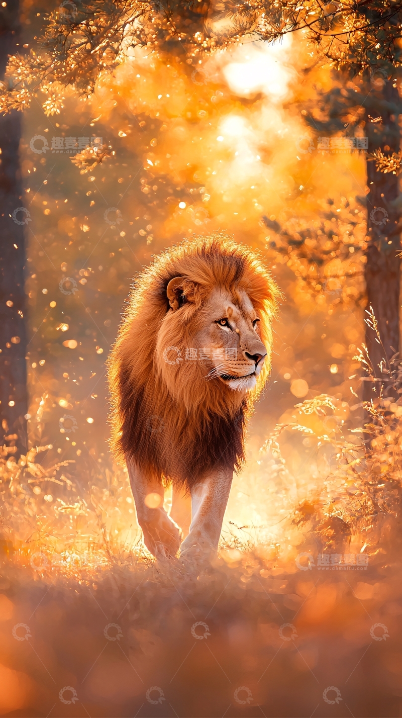 高清大图下载【趣麦麦图】金色阳光下的雄狮