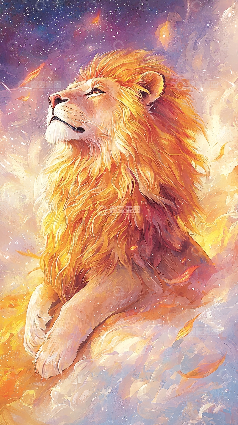 高清大图下载【趣麦麦图】金色毛发的雄狮沐浴在光中