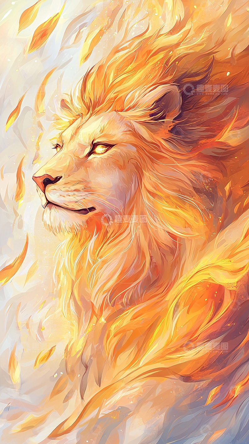 高清大图下载【趣麦麦图】火焰鬃毛雄狮