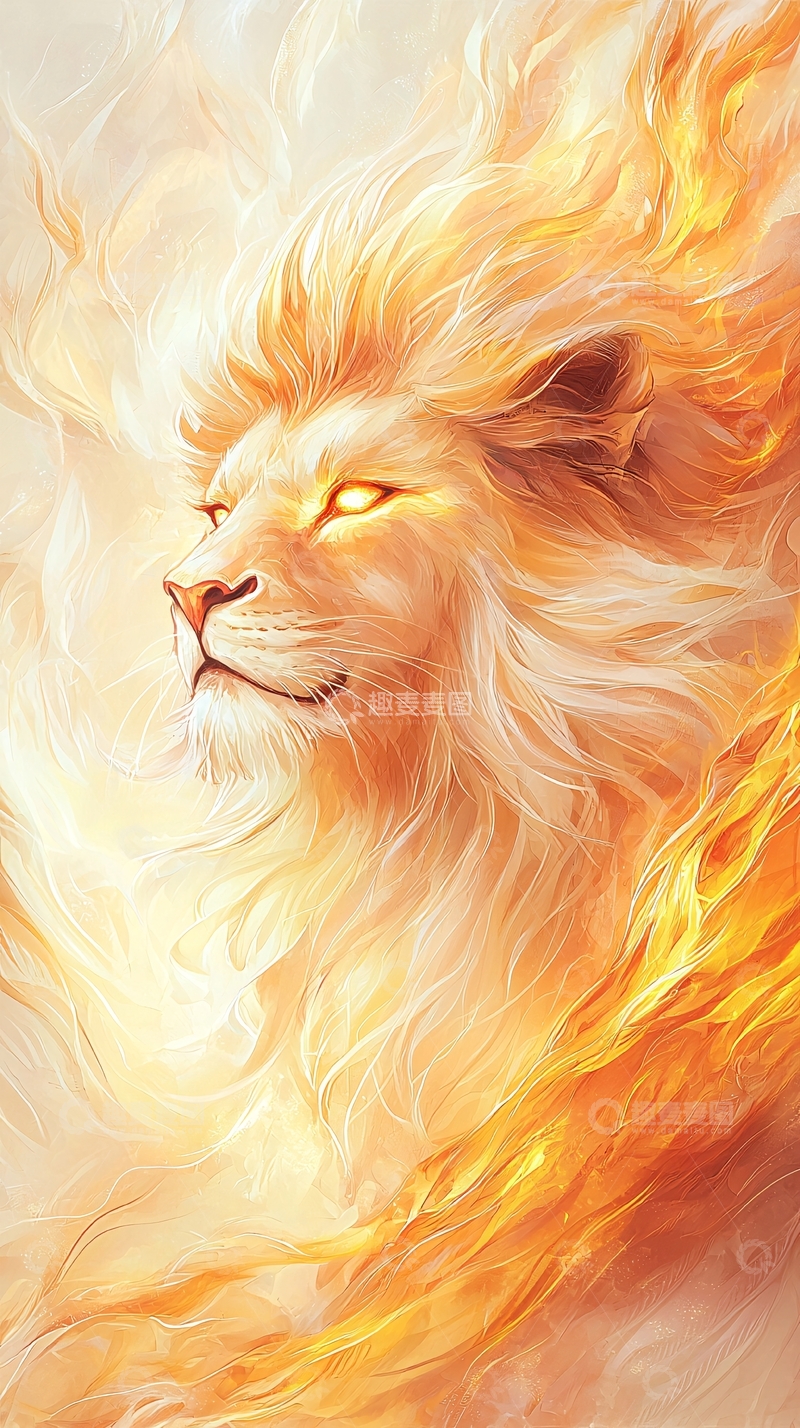 高清大图下载【趣麦麦图】金色火焰鬃毛的雄狮