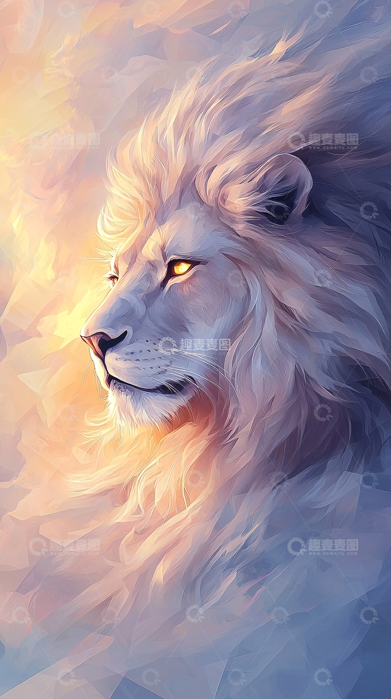 高清大图下载【趣麦麦图】白色雄狮头部特写