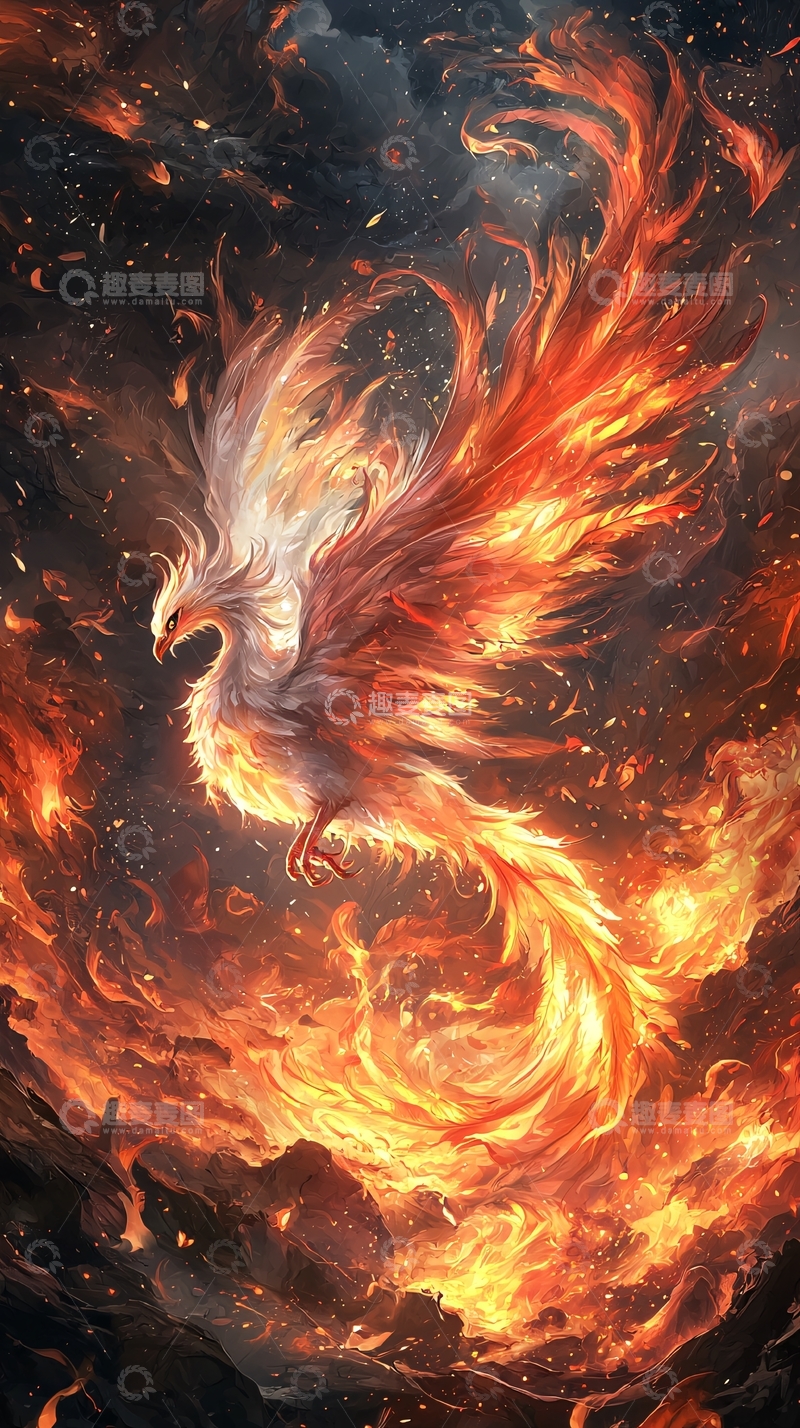 高清大图下载【趣麦麦图】火焰中燃烧的凤凰