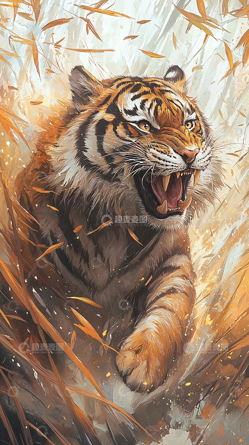 高清大图下载【趣麦麦图】咆哮的老虎高清图片