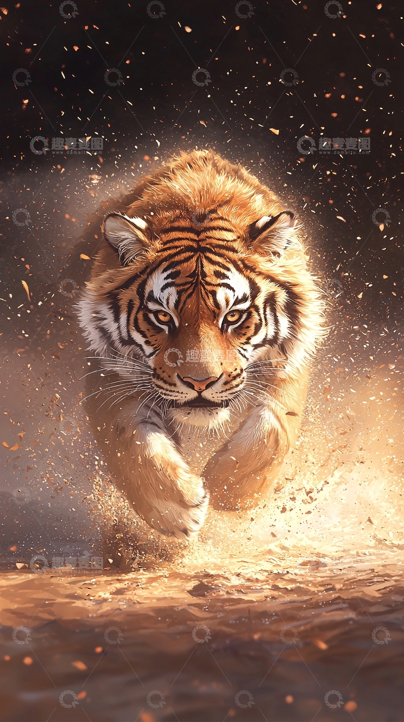 高清大图下载【趣麦麦图】奔跑的老虎高清图片